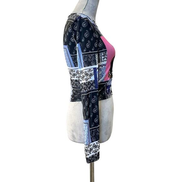 Aaliyah One in A Million Cropped Top LS Black Sheer Y2K 90s Gothic Stretch - Picture 5 of 8